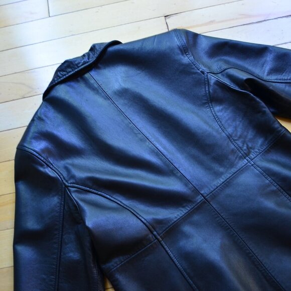 Kasper Genuine Leather Full Zip Collar Jacket Size L Black - Picture 10 of 11